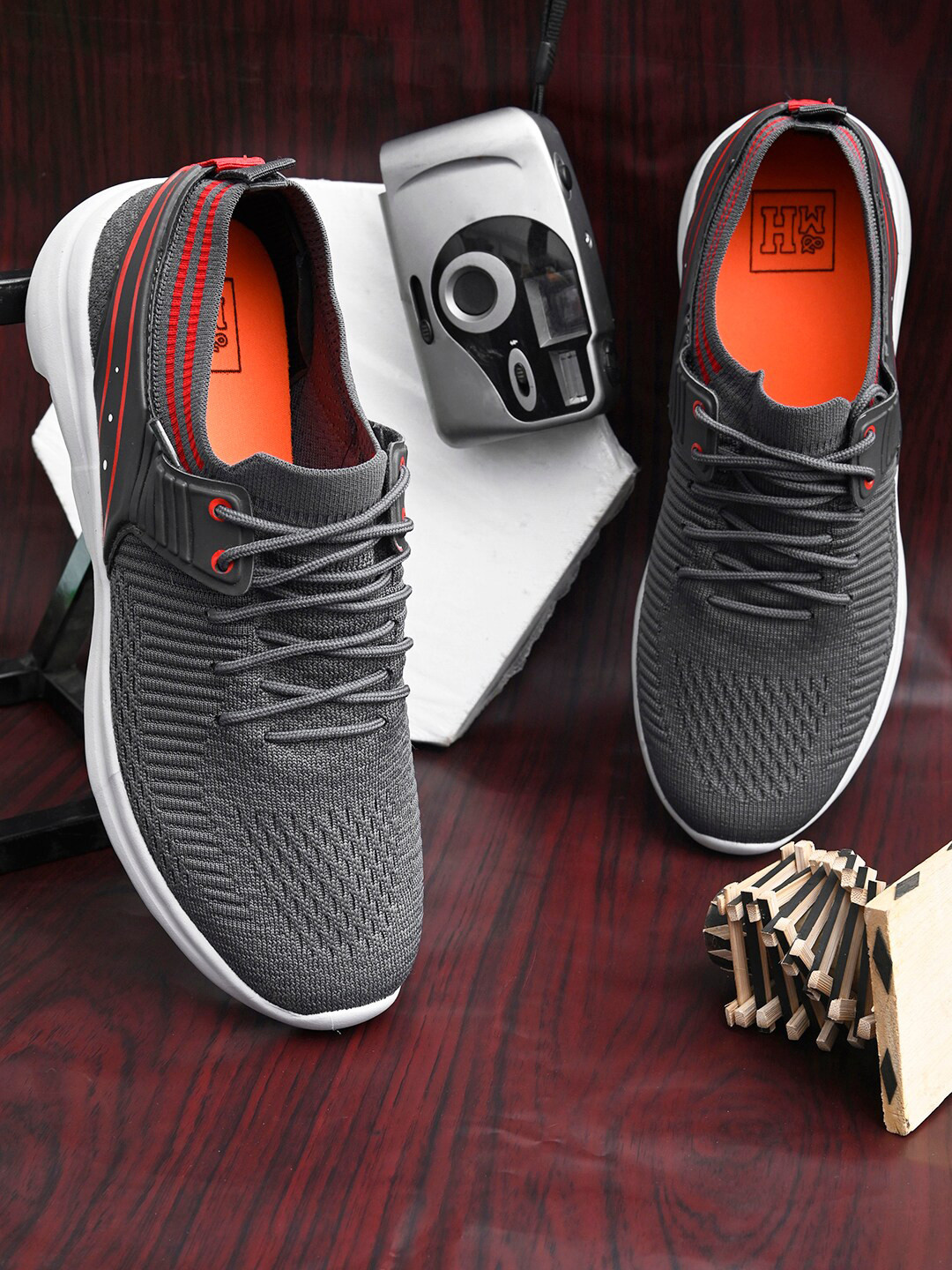 

Mast & Harbour Men Grey Mesh Running Non-Marking Shoes