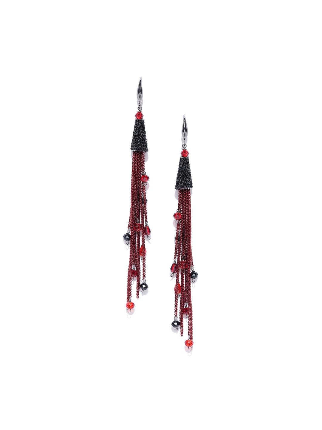 Designs By Jewels Galaxy Red & Grey Silver-plated Drop Earrings
