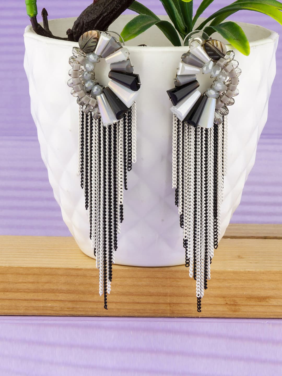 

Designs By Jewels Galaxy Silver-Plated Contemporary Drop Earrings, Multi