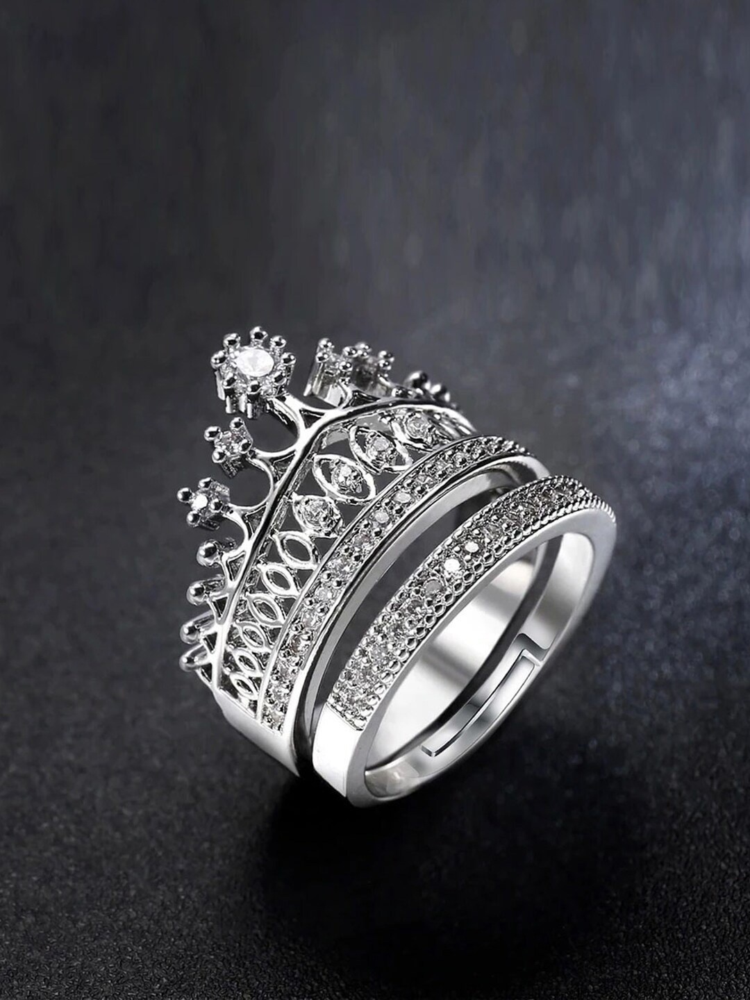 

Designs By Jewels Galaxy Set Of 2 Silver-Plated CZ-Studded Finger Ring
