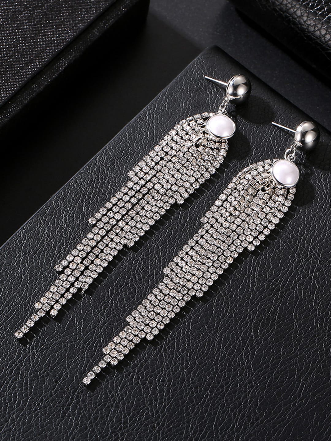 

Designs By Jewels Galaxy Women Silver-Plated Tasselled Drop Earrings