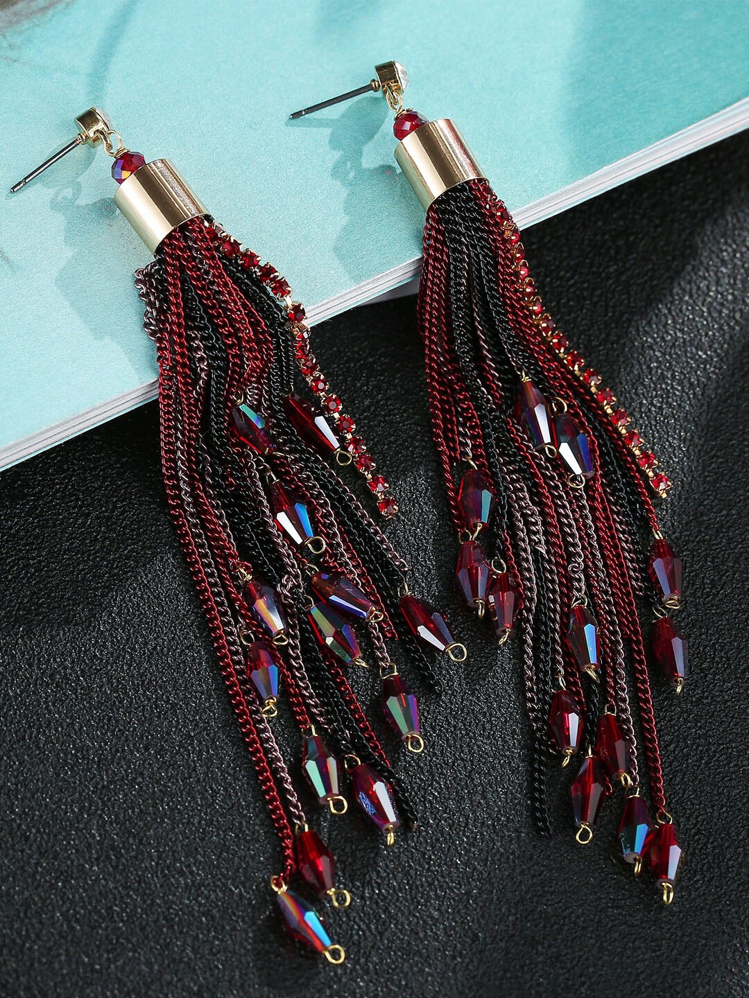 

Designs By Jewels Galaxy Women Red & Black Contemporary Drop Earrings