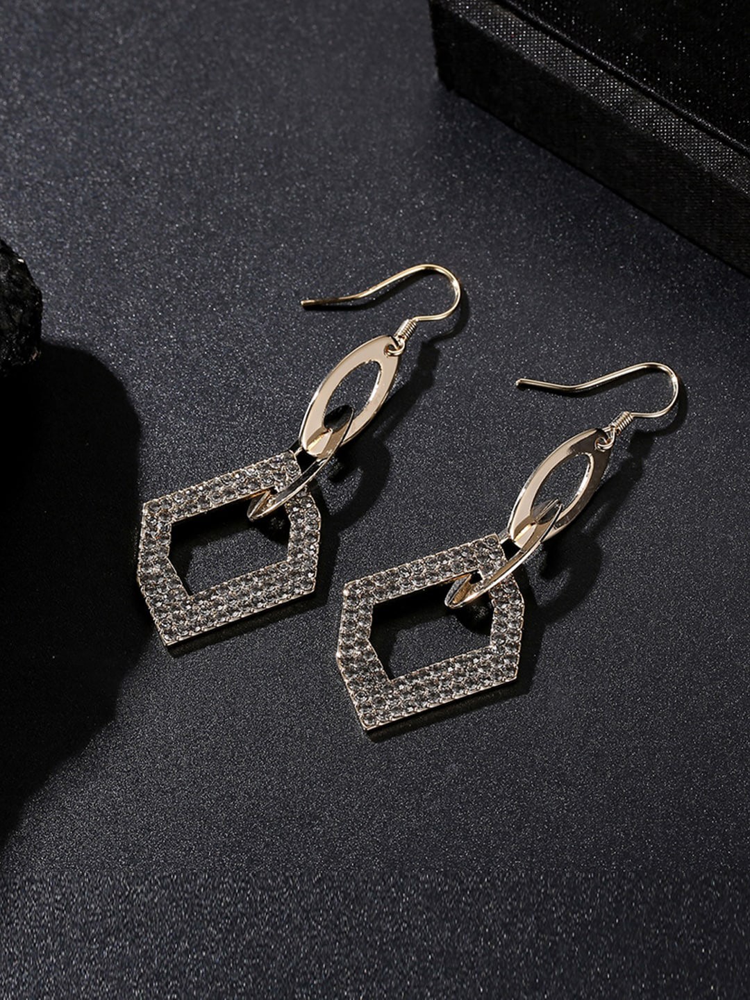 

Designs By Jewels Galaxy Gold-Toned Contemporary Drop Earrings