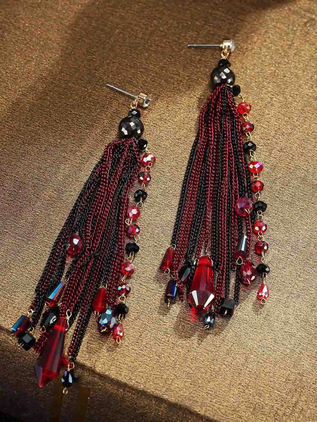 

Designs By Jewels Galaxy Red & Black Contemporary Drop Earrings