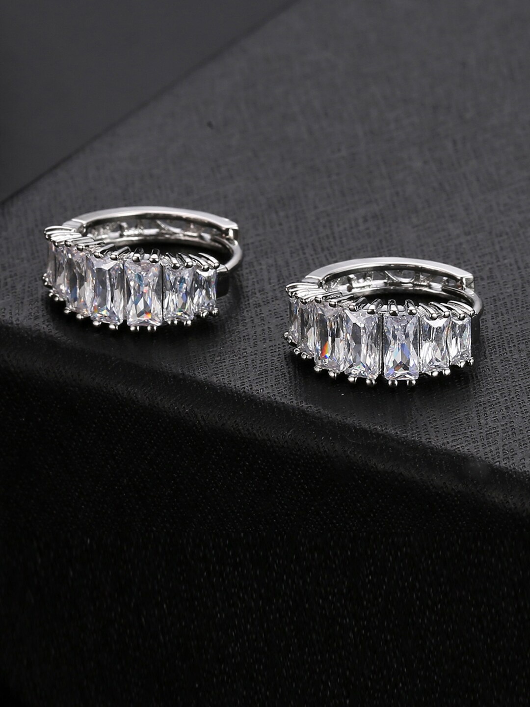 

Designs By Jewels Galaxy Silver-Toned Contemporary Hoop Earrings