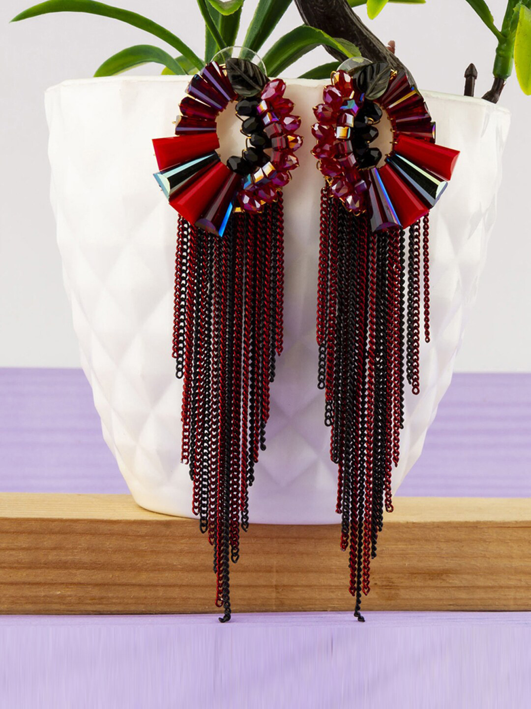 

Designs By Jewels Galaxy Red Contemporary Drop Earrings