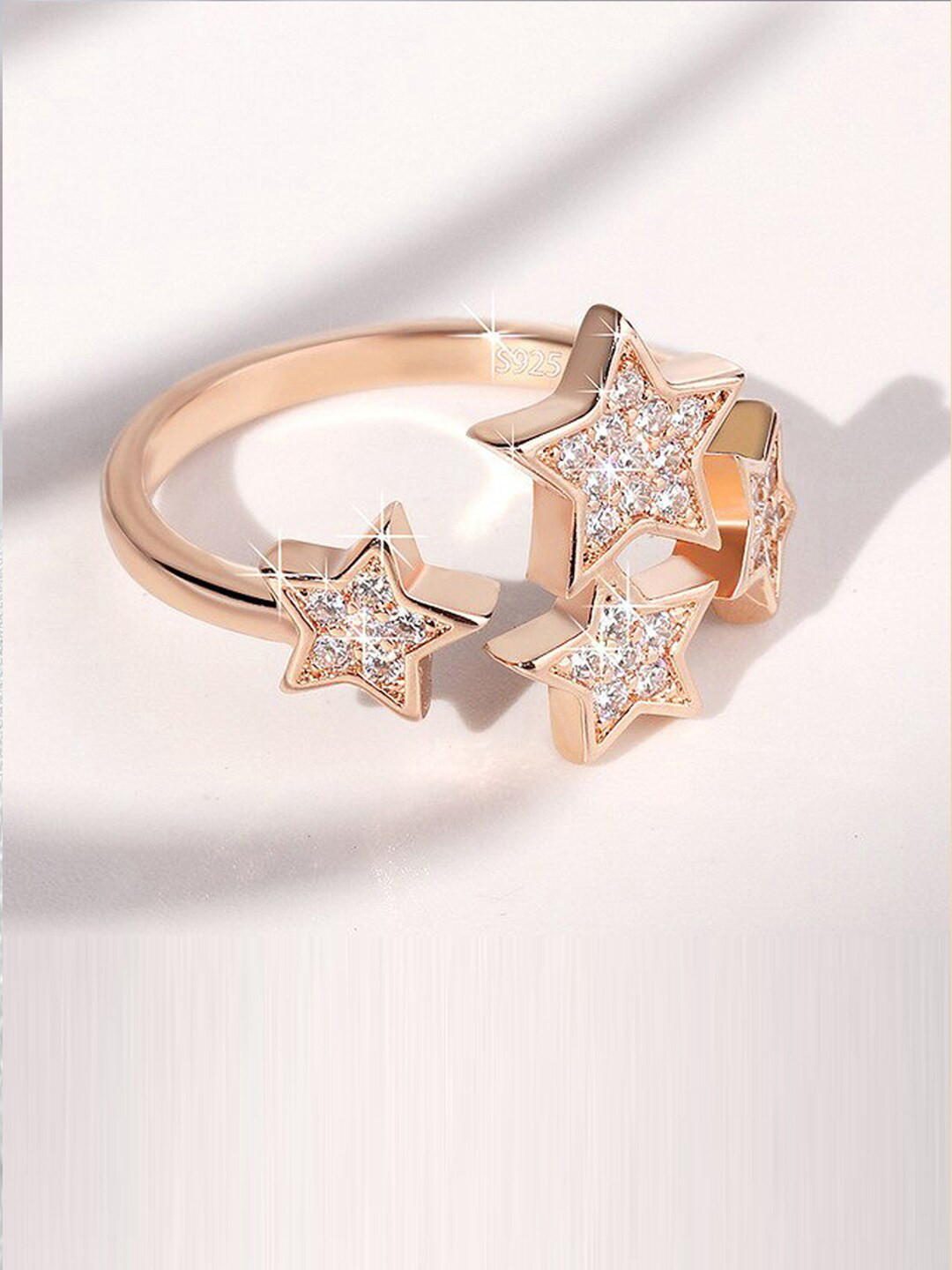 

Designs By Jewels Galaxy Rose Gold-Plated & CZ Studded Finger Ring