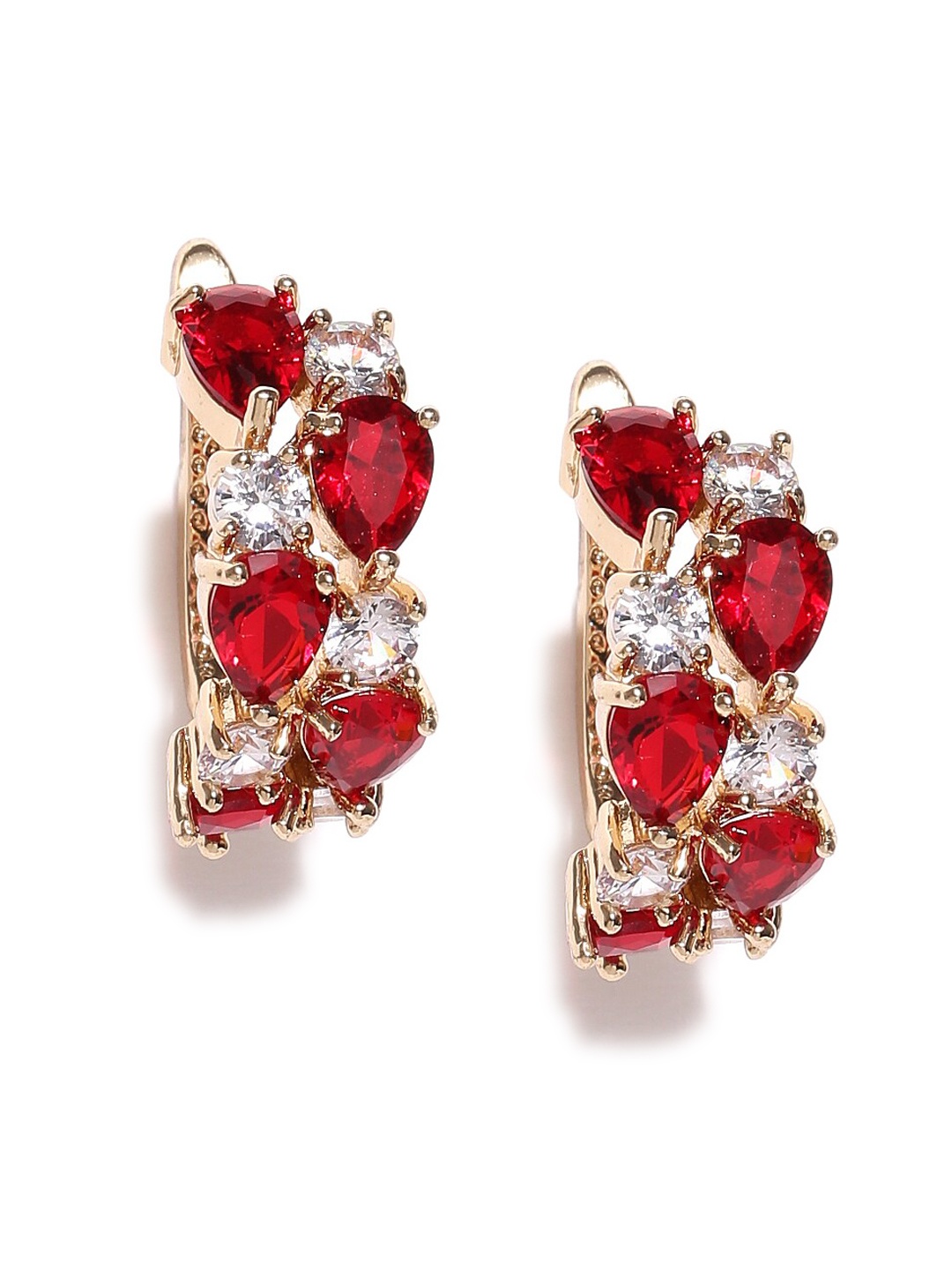 

Designs By Jewels Galaxy Red & Gold-Plated Contemporary Hoop Earrings