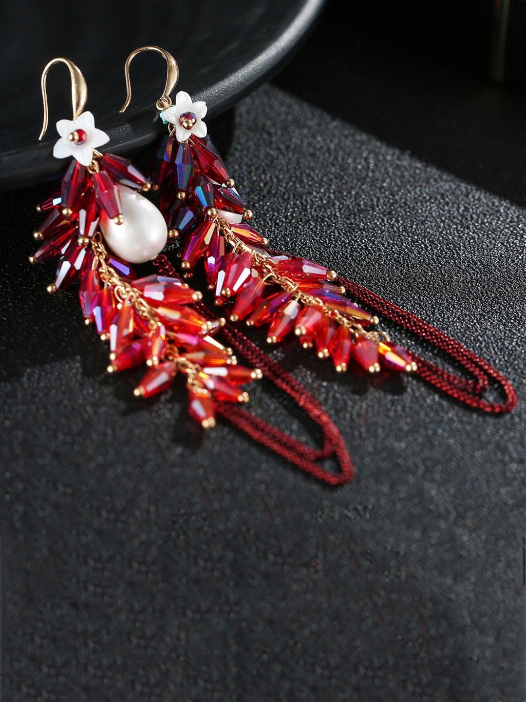 

Designs By Jewels Galaxy Red Contemporary Drop Earrings