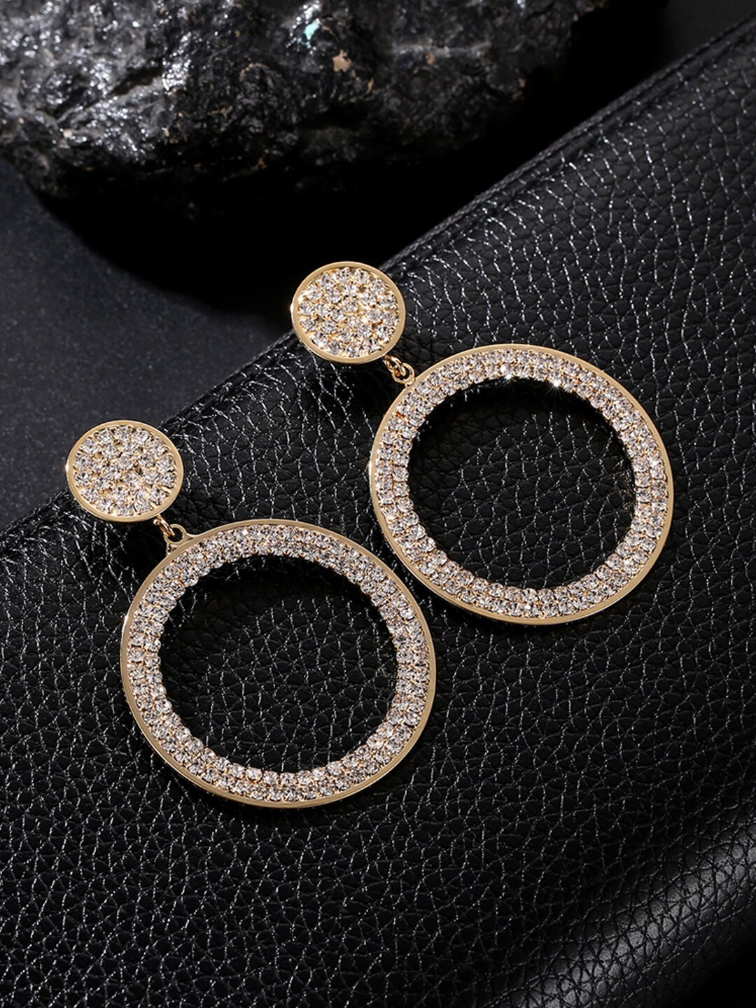 

Designs By Jewels Galaxy Gold-Plated & White Contemporary Drop Earrings
