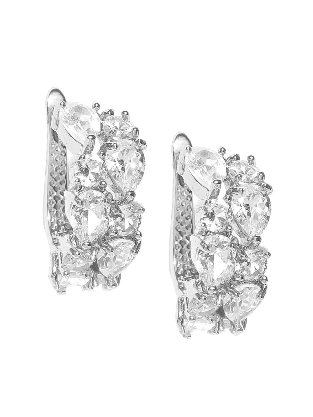 

Designs By Jewels Galaxy Silver-Toned & Platinum-Plated Contemporary Hoop Earrings