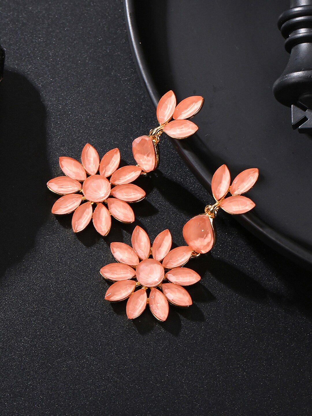

Designs By Jewels Galaxy Orange & Gold Plated Floral Drop Earrings