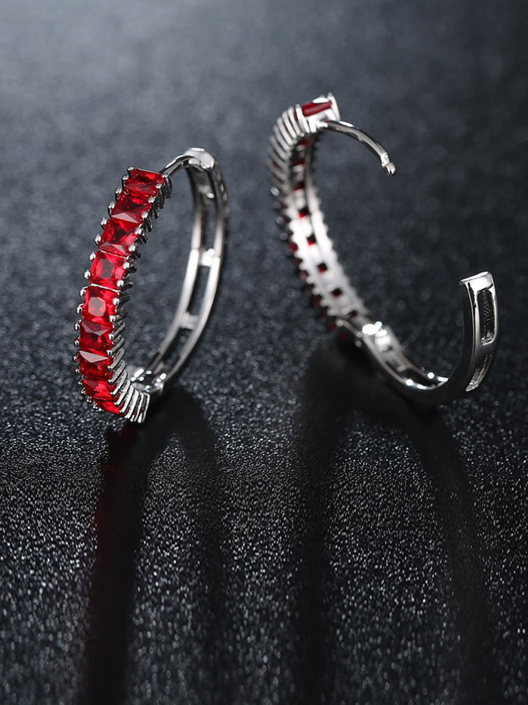 

Designs By Jewels Galaxy Red Contemporary Handcrafted Hoop Earrings