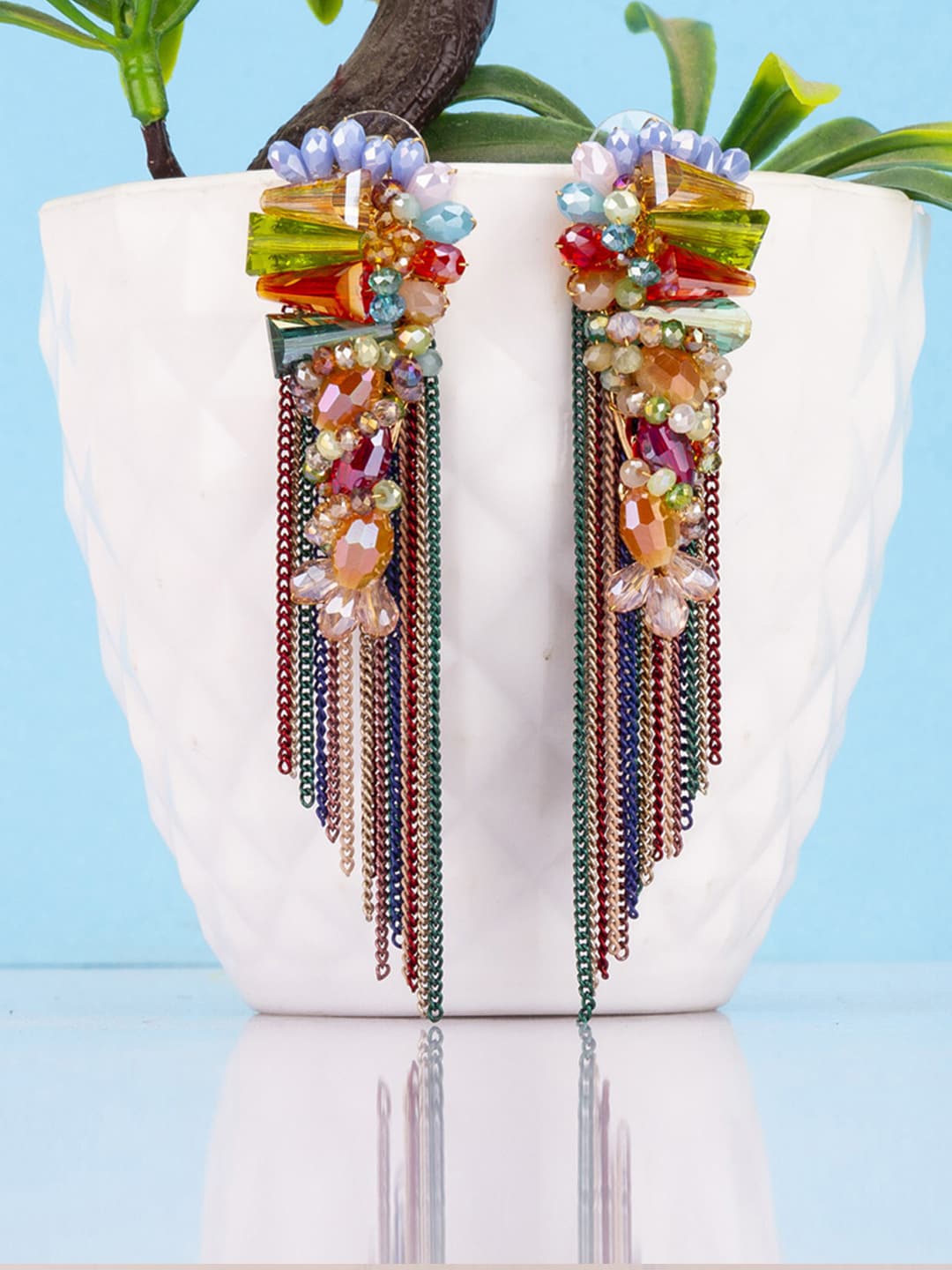 

Designs By Jewels Galaxy Red & Green Contemporary Drop Earrings