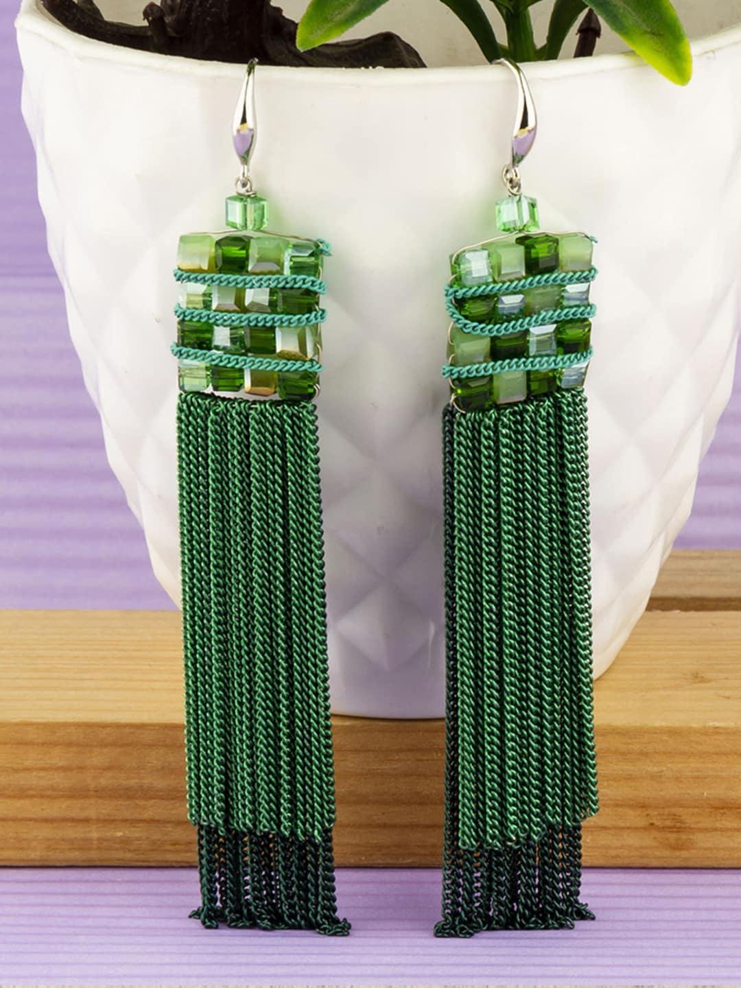 

Designs By Jewels Galaxy Green Contemporary Drop Earrings