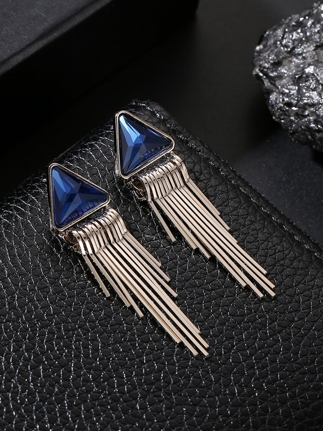 

Designs By Jewels Galaxy Blue Triangular Drop Earrings