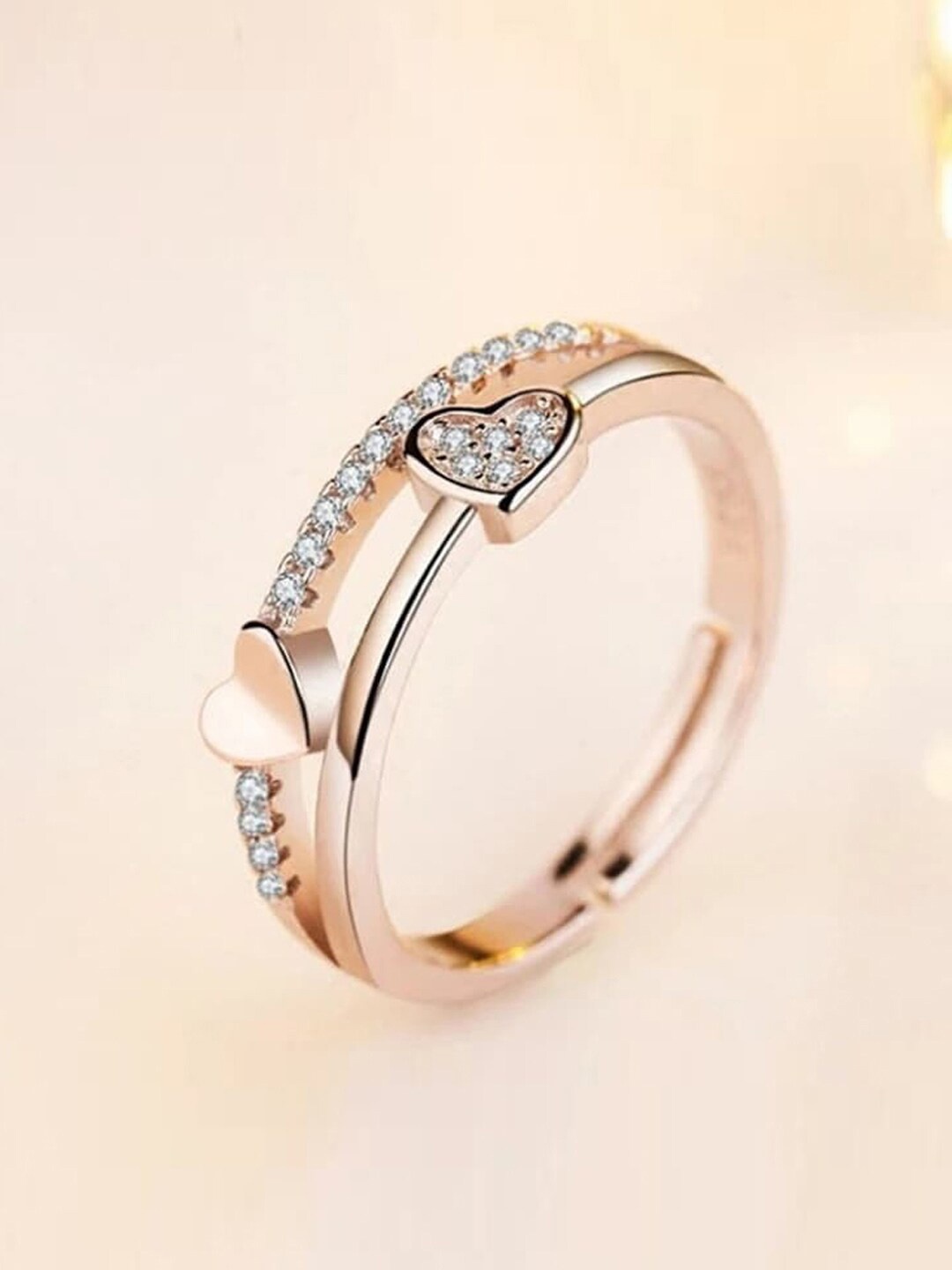 

Designs By Jewels Galaxy Women Rose Gold-Plated & CZ-Studded Finger Ring