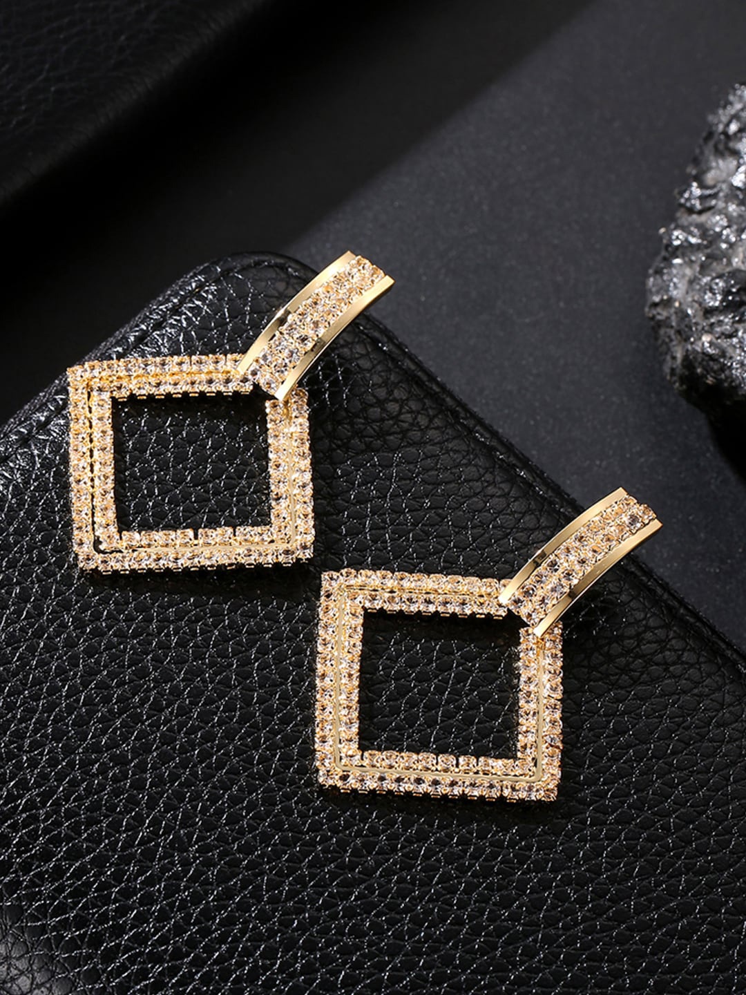 

Designs By Jewels Galaxy Gold-Toned Square Drop Earrings