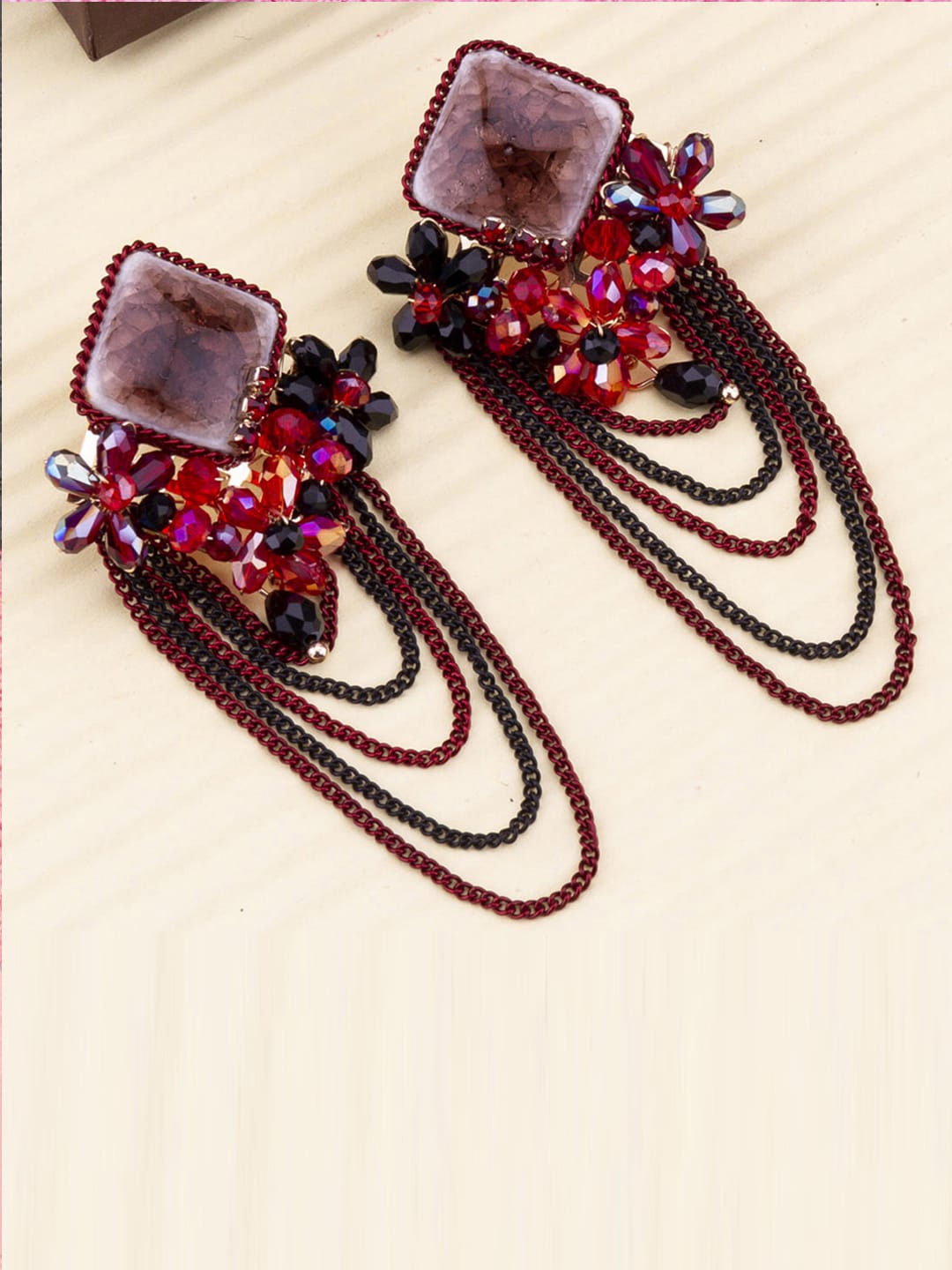 

Designs By Jewels Galaxy Red Contemporary Drop Earrings