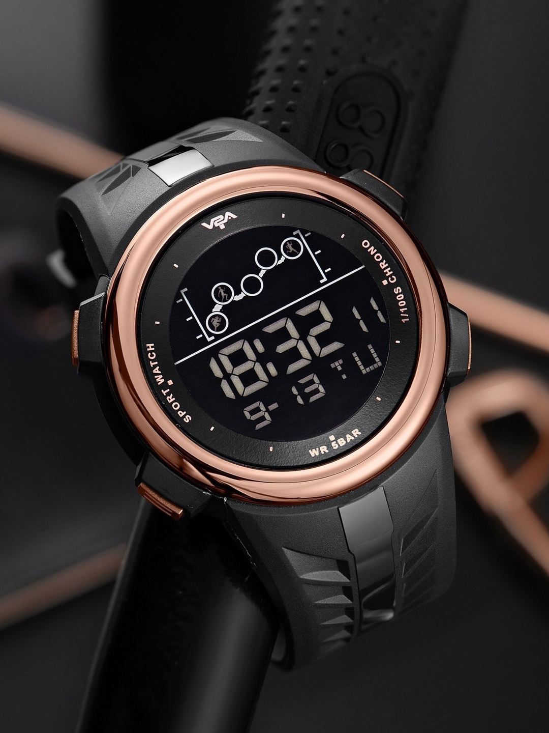 

V2A Men Black Dial & Black Straps Analogue Multi Function Watch