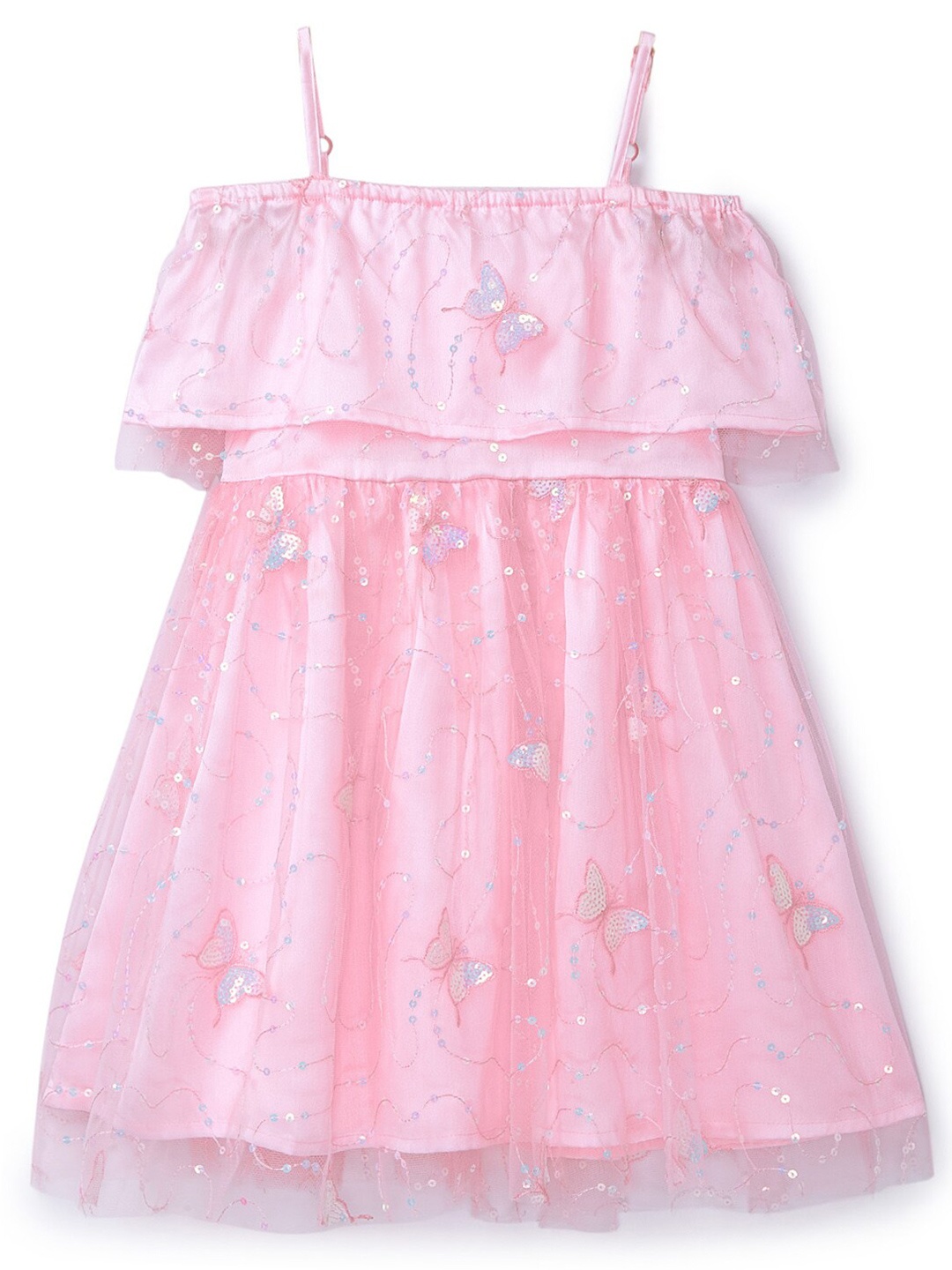 

HERE&NOW Girls Pink Embellished Net Dress