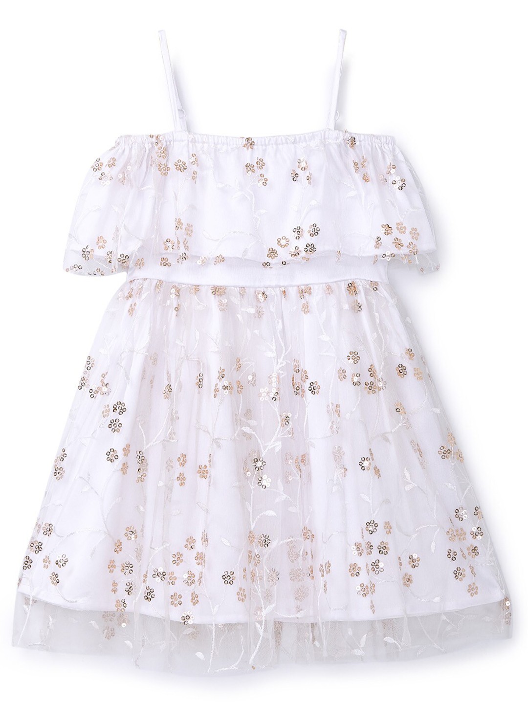 

HERE&NOW White Floral Net Peplum Dress