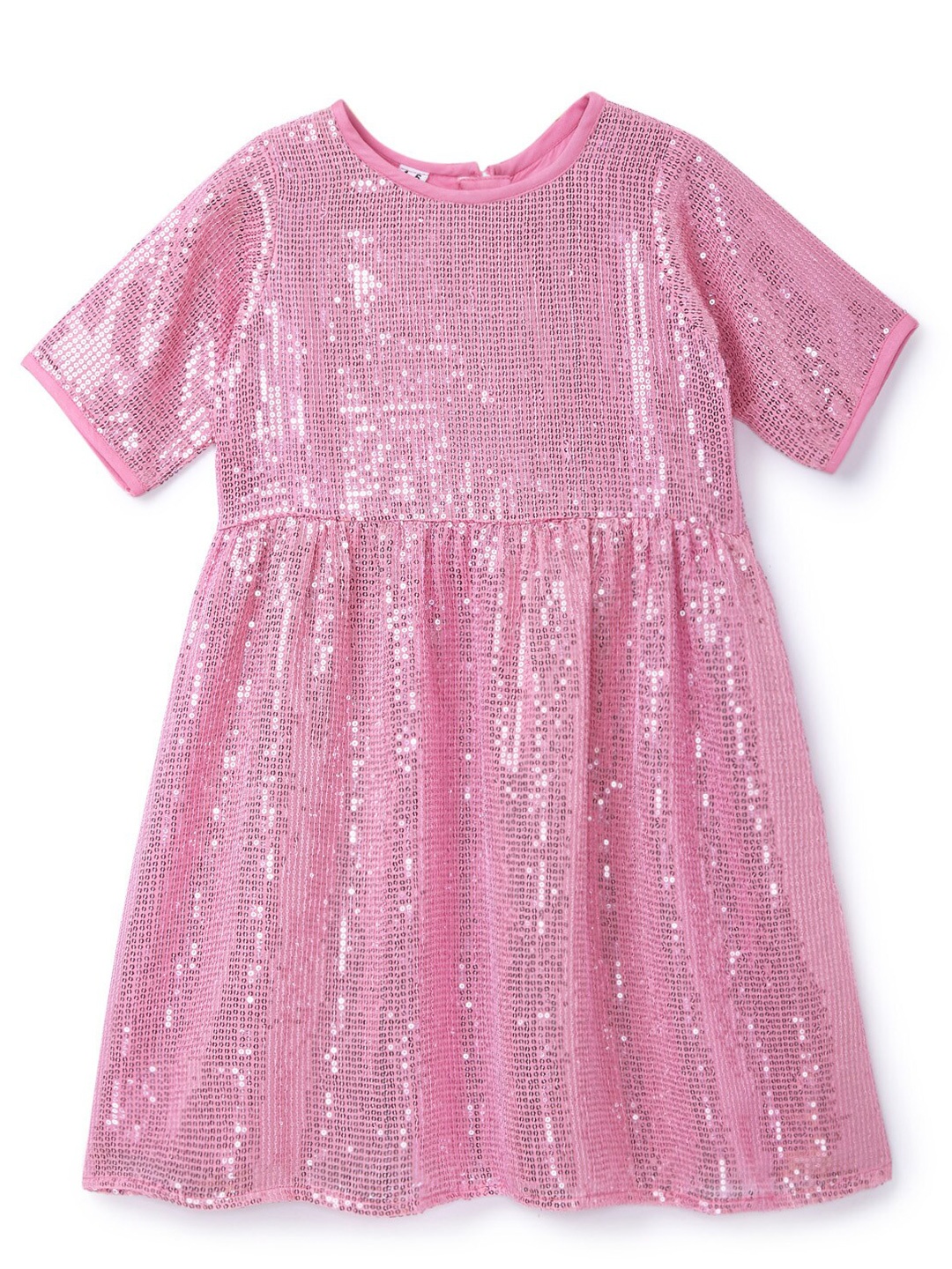 

HERE&NOW Pink Embellished Sequinned Party Satin Dress