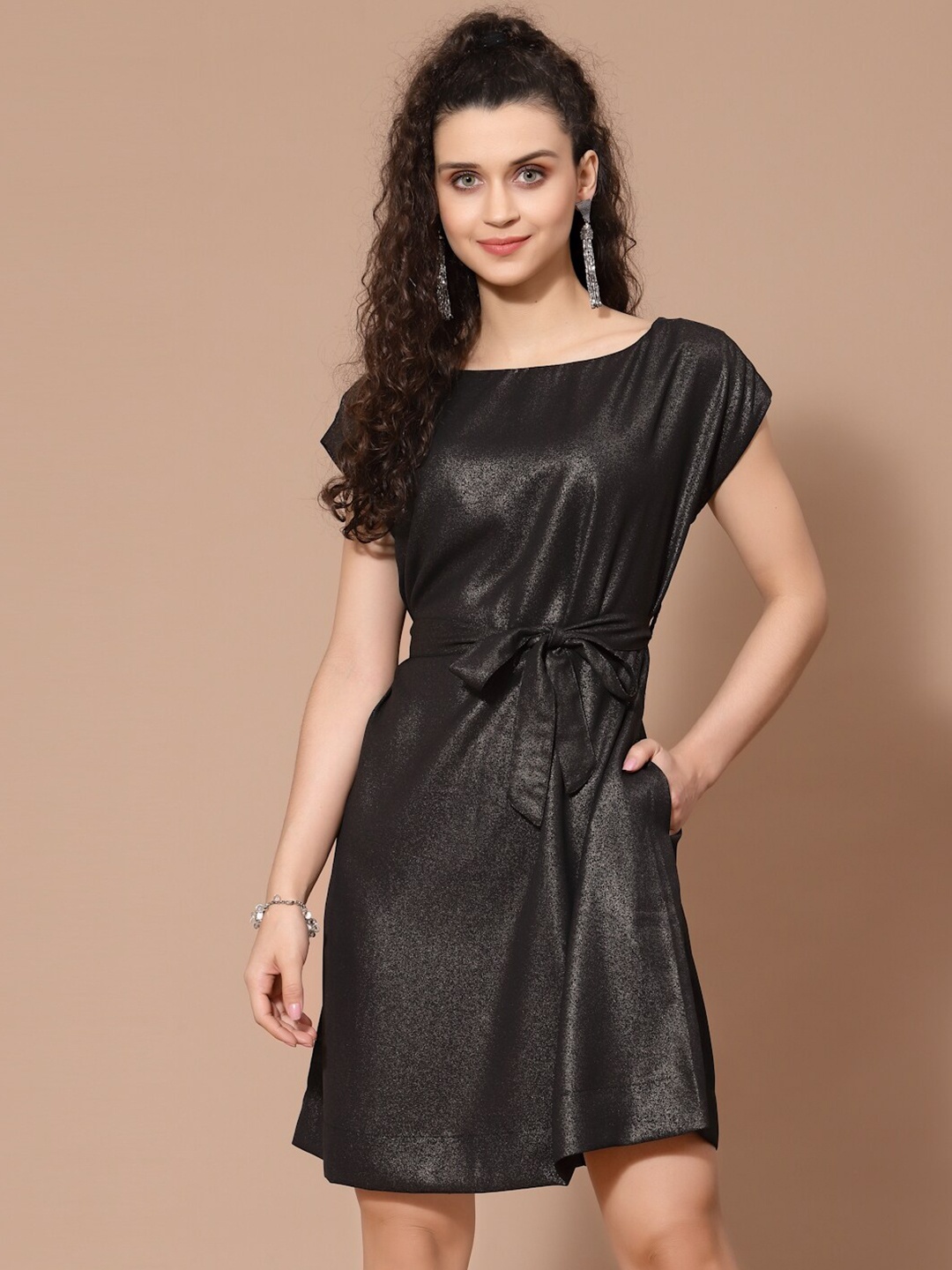 

HOUSE OF KKARMA Black Solid Crepe Dress