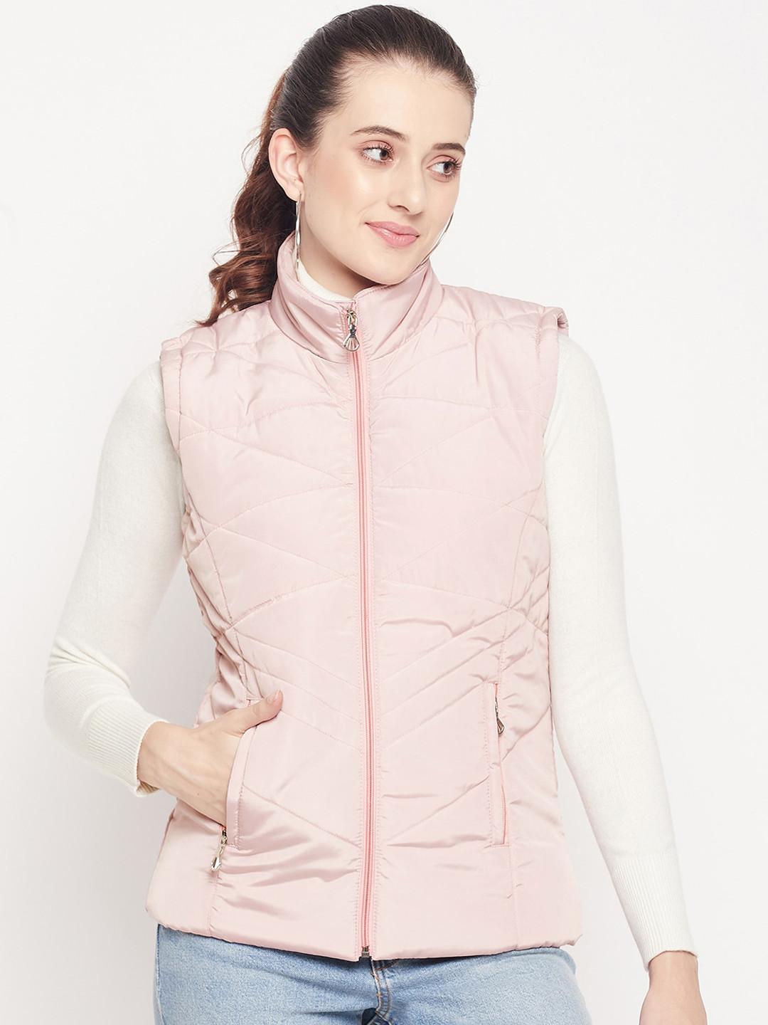 

Adobe Women Pink Sleeveless Lightweight Padded Jacket