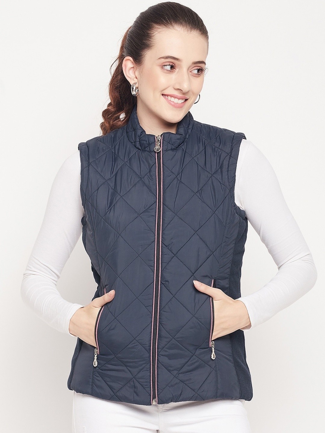 

Adobe Women Navy Blue Lightweight Quilted Jacket