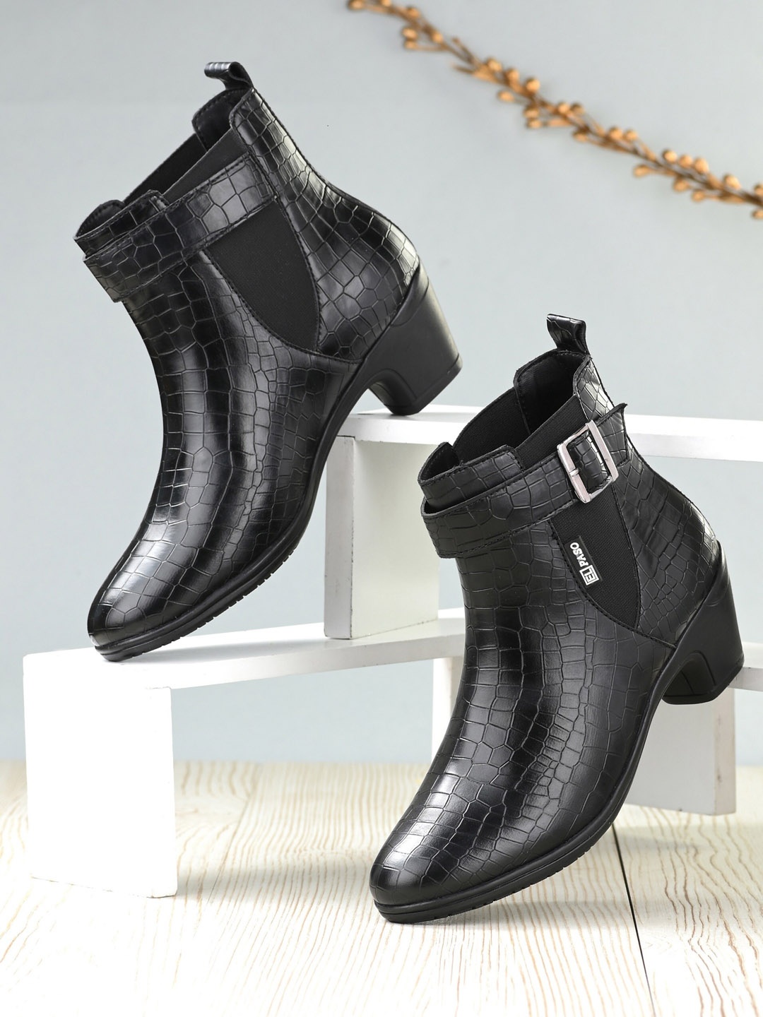 

El Paso Women Black Textured Regular Boots