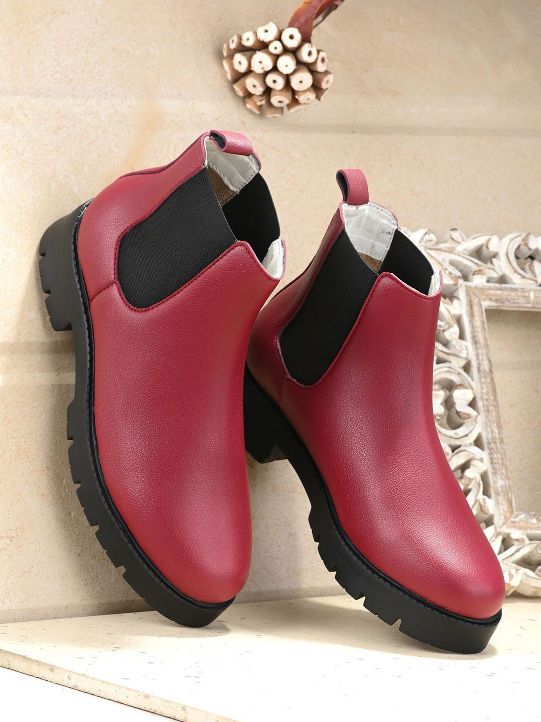 

El Paso Women Red Solid Regular Boots