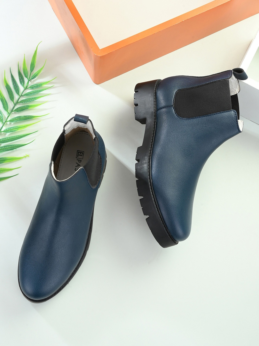 

El Paso Women Blue Textured Casual Chelsea Boots