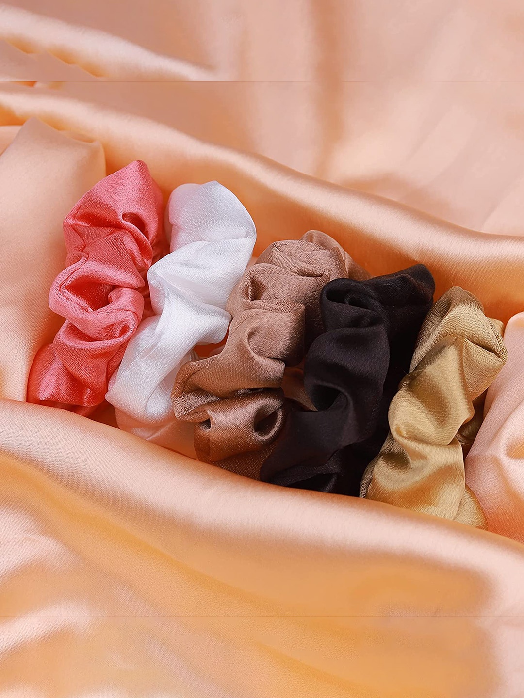 

CHRONEX Set of 5 Satin Silk Scrunchie, Pink