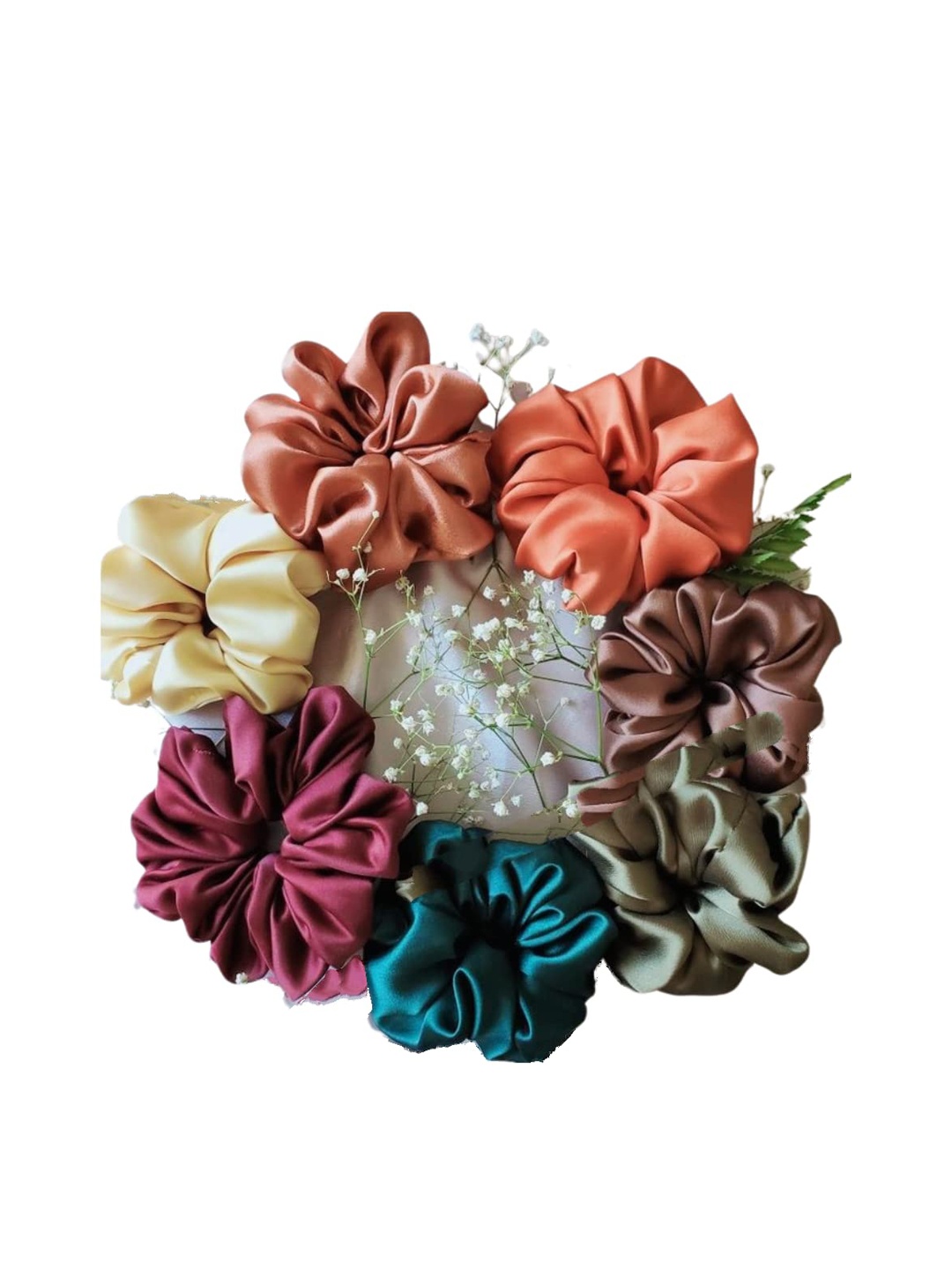 

CHRONEX Set Of 7 Scrunchies, Maroon