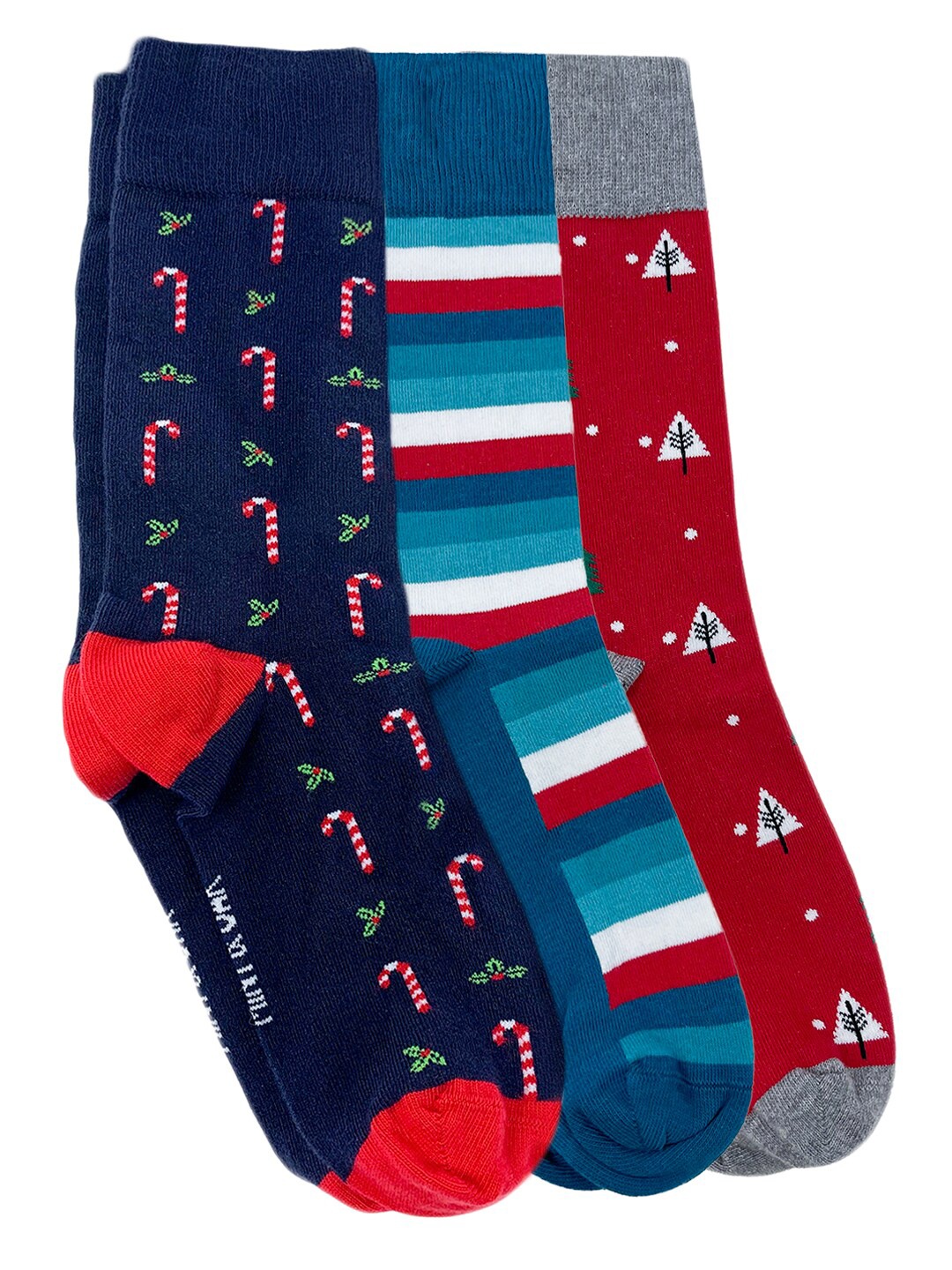 

Mint & Oak Men Pack Of 3 Printed Above Ankle Length Socks, Navy blue