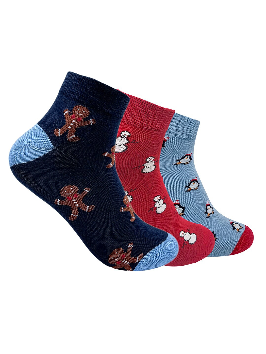 

Mint & Oak Men Pack Of 3 Patterned Ankle-Length Socks, Navy blue