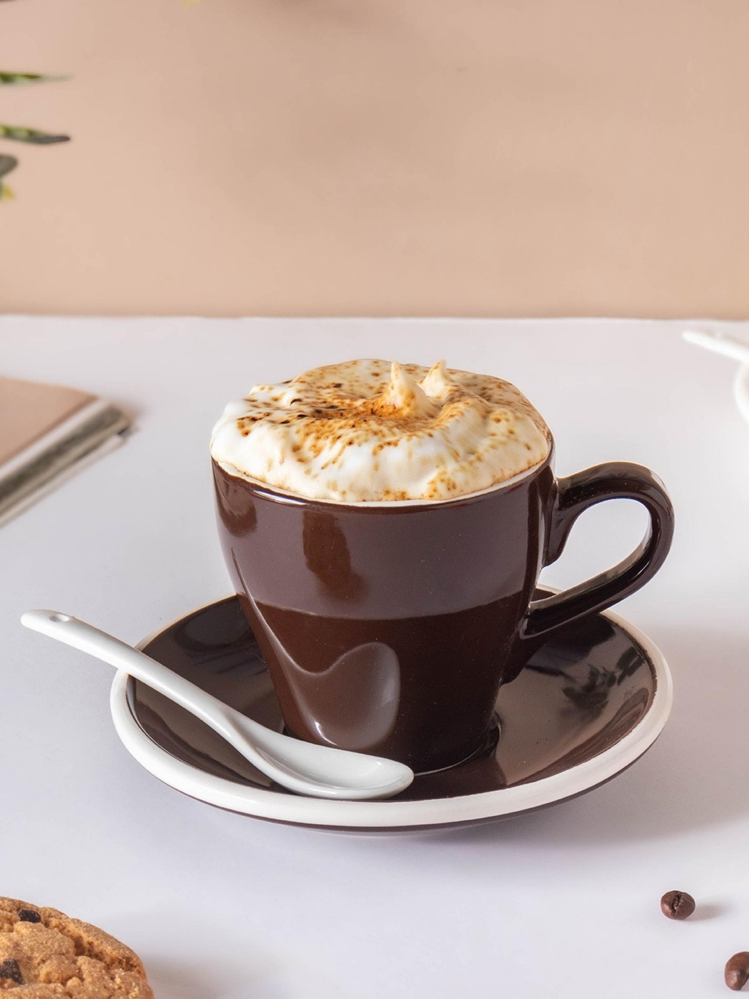 

Nestasia Brown Microwave Safe Ceramic Glossy Cup and Saucer Set 150 ml