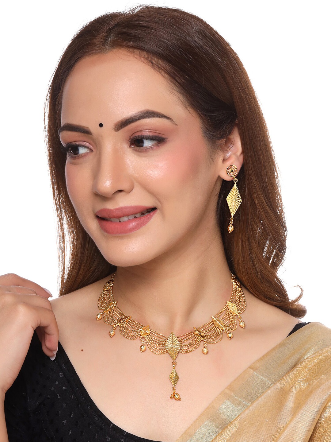 

Yellow Chimes Gold-Plated Layered Jewellery Set