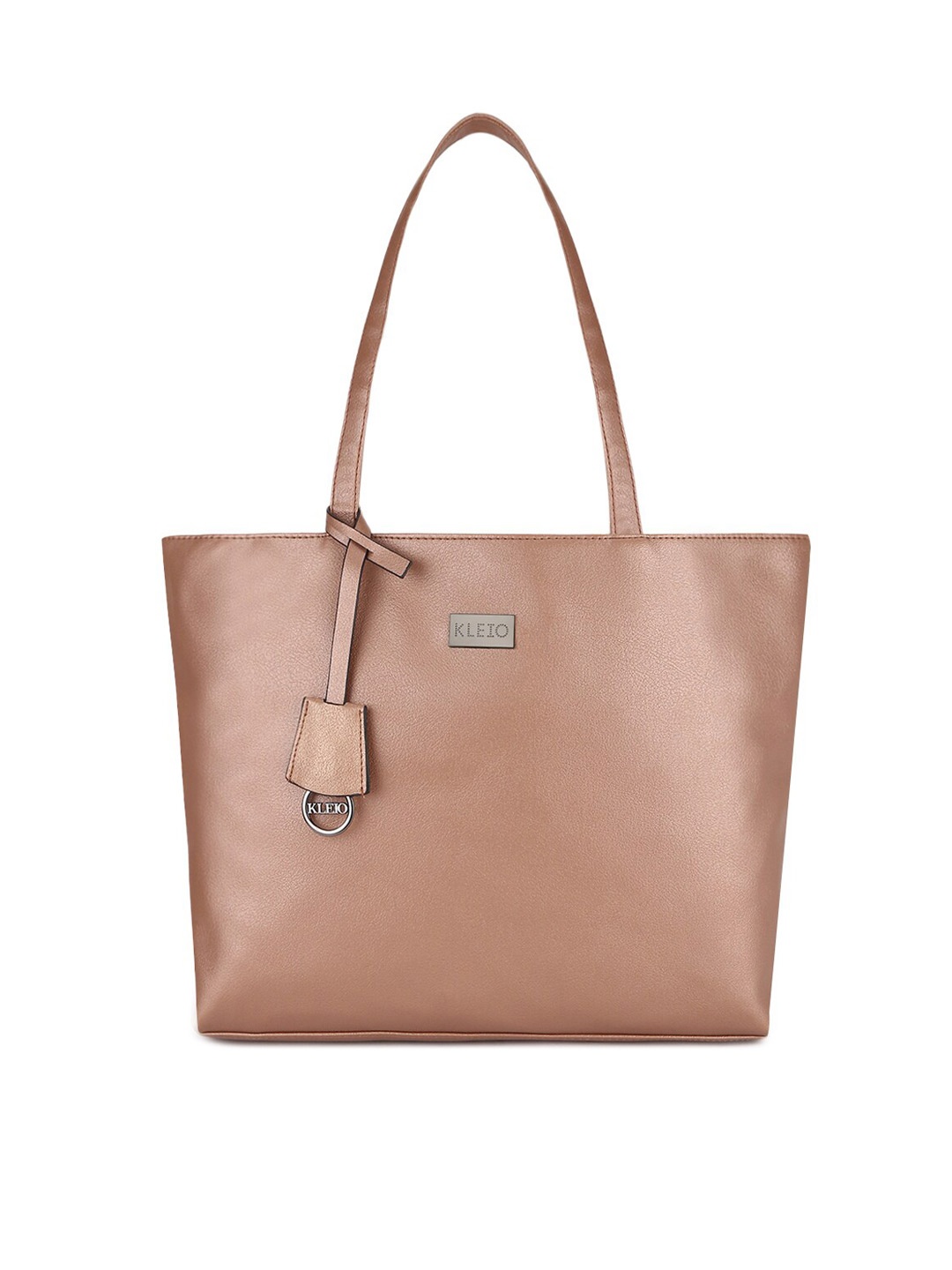 

KLEIO Peach-Coloured PU Oversized Structured Shoulder Bag with Tasselled