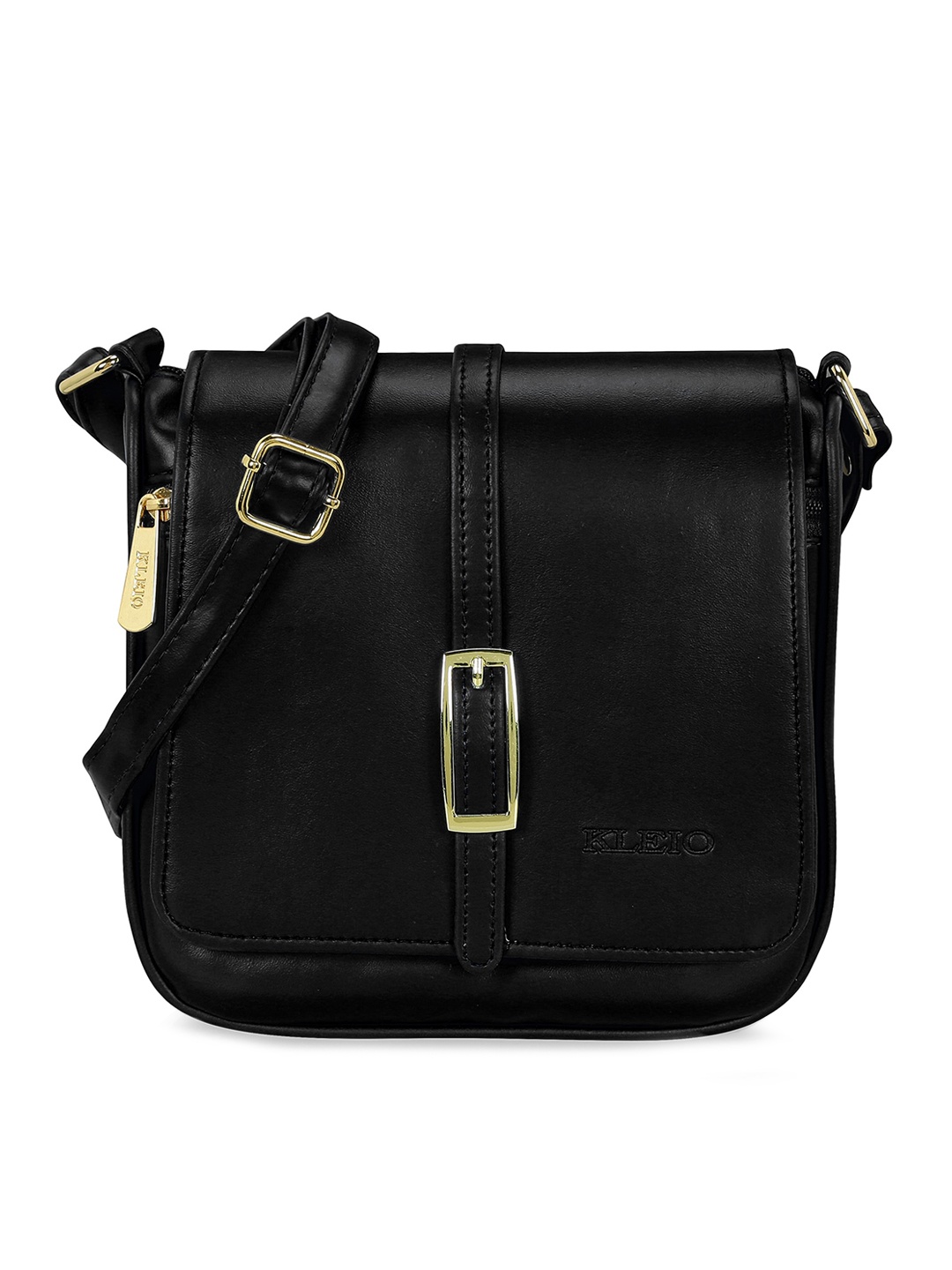 

KLEIO Black PU Structured Sling Bag