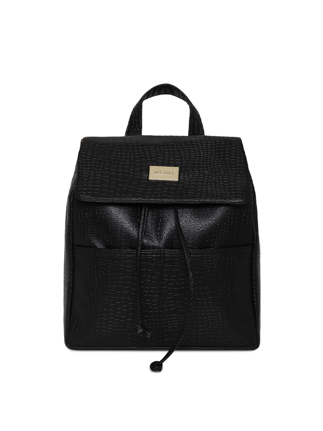 KLEIO Croco Textured Backpack, Black
