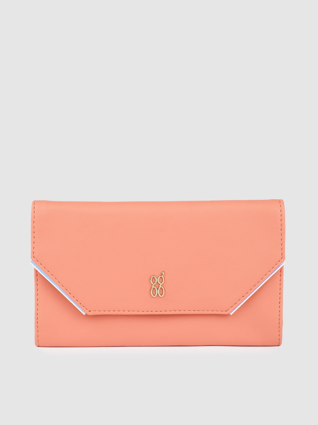 

Baggit Women Peach-Coloured Solid Three Fold Wallet