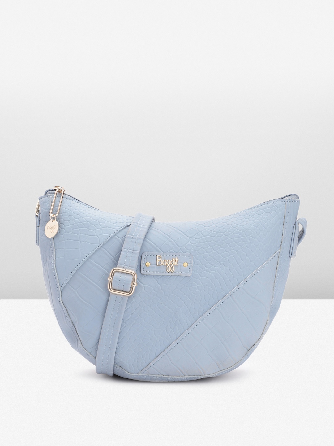 

Baggit Textured Half Moon Sling Bag, Blue