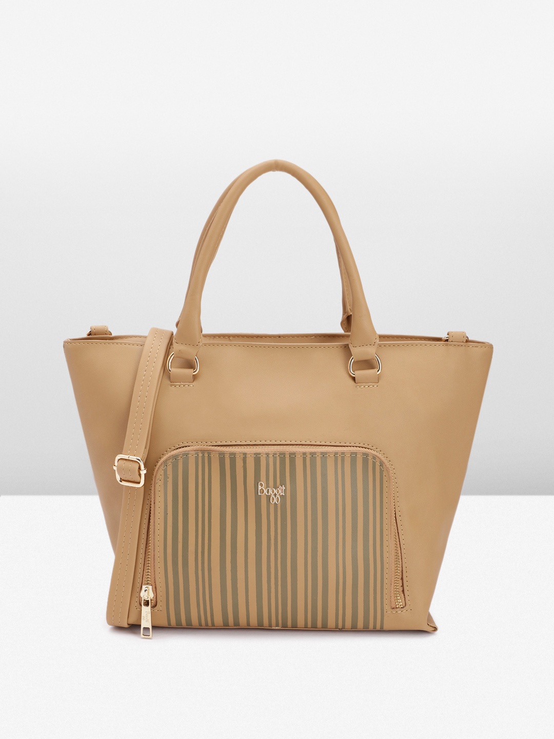

Baggit Striped Handheld Bag, Khaki