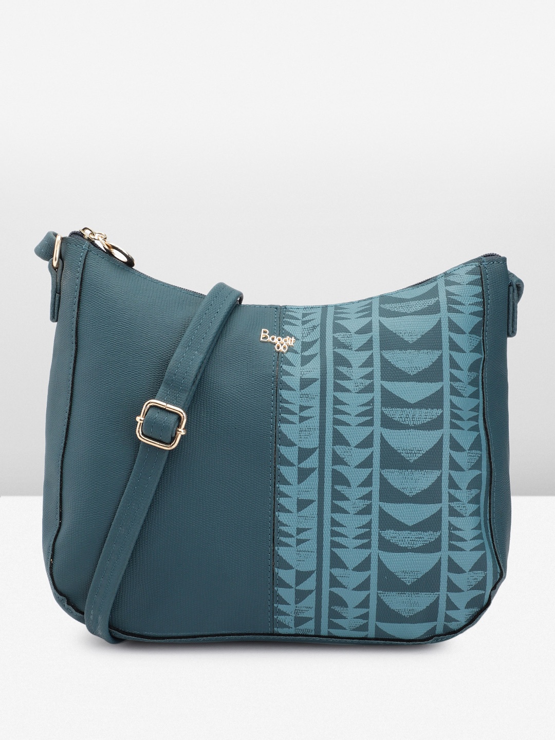 

Baggit Geometric Printed Structured Sling Bag, Teal