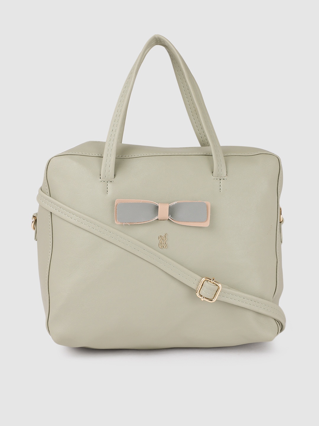 

Baggit Sage Green Structured Handheld Bag with Bow Detail