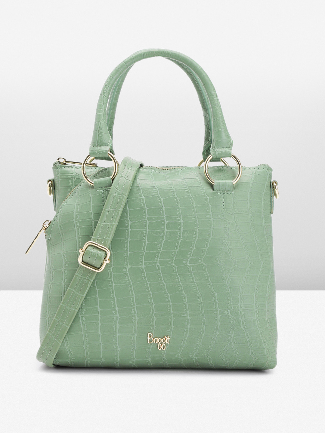 

Baggit Animal Textured Structured Handheld Bag, Green