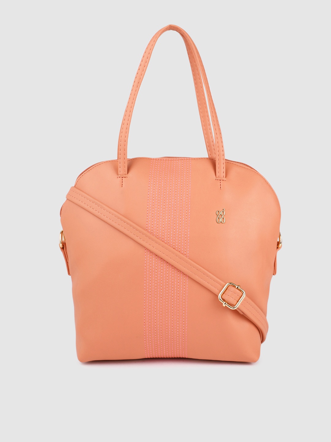 

Baggit Women Peach-Coloured Solid Structured Handheld Bag