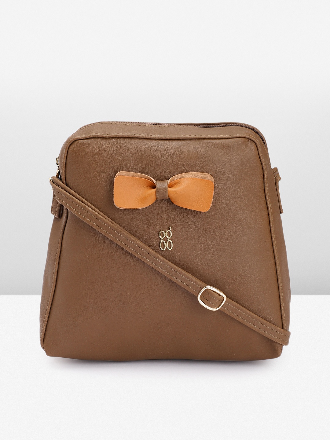 

Baggit Brown Solid PU Structured Sling Bag with Bow Detail